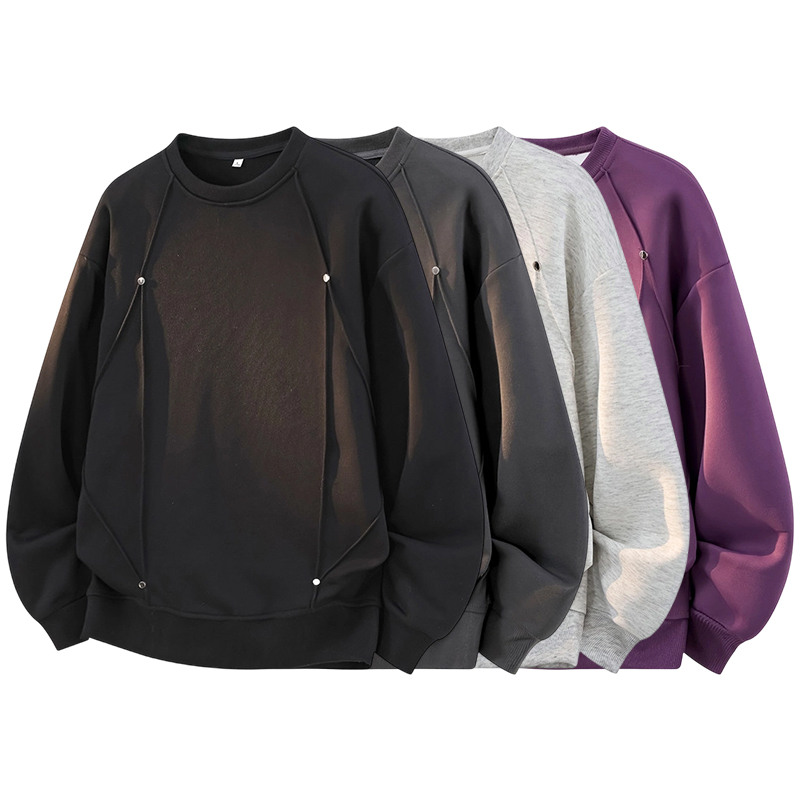 Oversized Crewneck Fleece - 남성용 오버사이즈 크루넥 스웨트셔츠 메탈 리벳