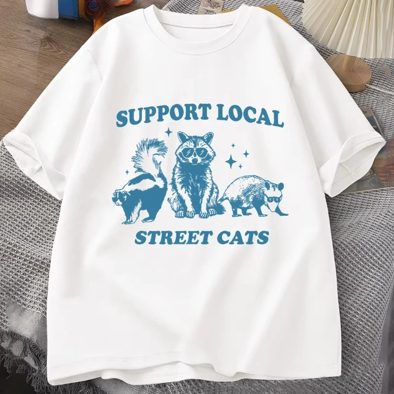Fashion Street Cat - 당지방의 거리 고양이들을 지원하세요 레트로 티셔츠