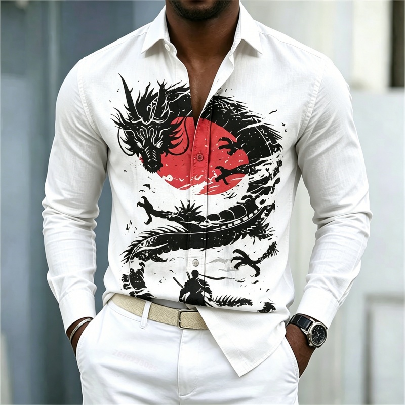 Street Fashion Men - 2026 신상 남성 셔츠 화이트 블랙