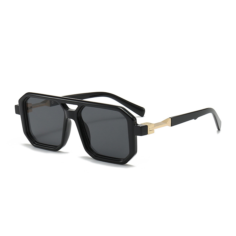 Street Fashion Glasses - 블랙 레트로 박스 선글라스, 남녀공용 더블
