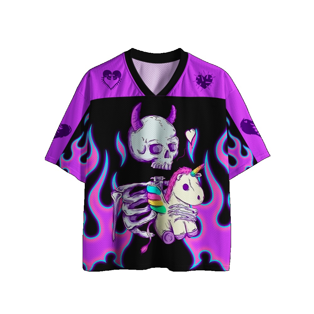 Street Fashion Jersey - 고딕 풋볼 저지 빈티지 프린트 V넥