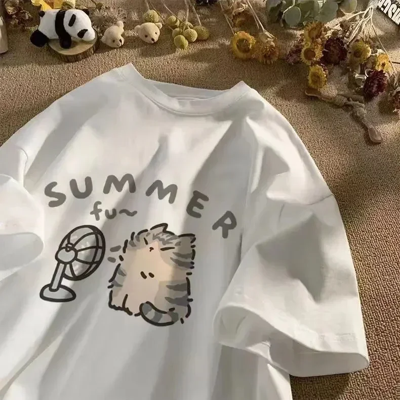 여성용 한국 티셔츠 프린팅 패션 스트리트 크리에이티브  - Fashion Street Cat 리뷰 및 가격