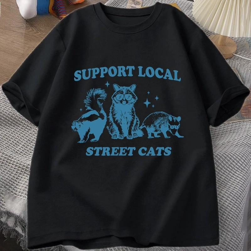 당지방의 거리 고양이들을 지원하세요 레트로 티셔츠 재미 - Fashion Street Cat 리뷰 및 가격