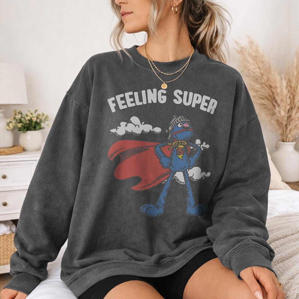 세서미 스트리트 슈퍼 그로버 공식 라이선스 성인용 오버 - Oversized Crewneck Fleece 리뷰 및 가격