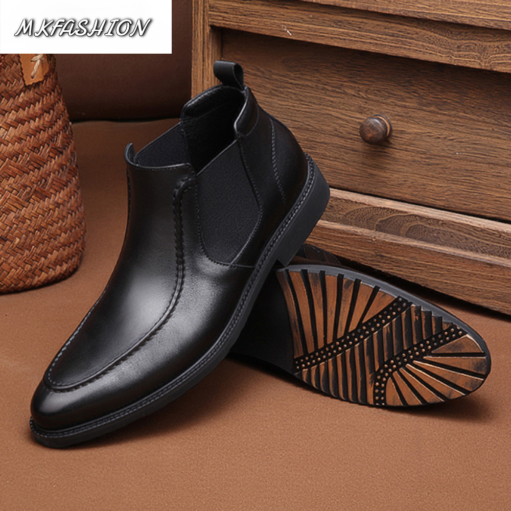 패션 컴포트 앵클 부츠 남성용 부드러운 가죽 고무 밑창 - Street Fashion Online 리뷰 및 가격