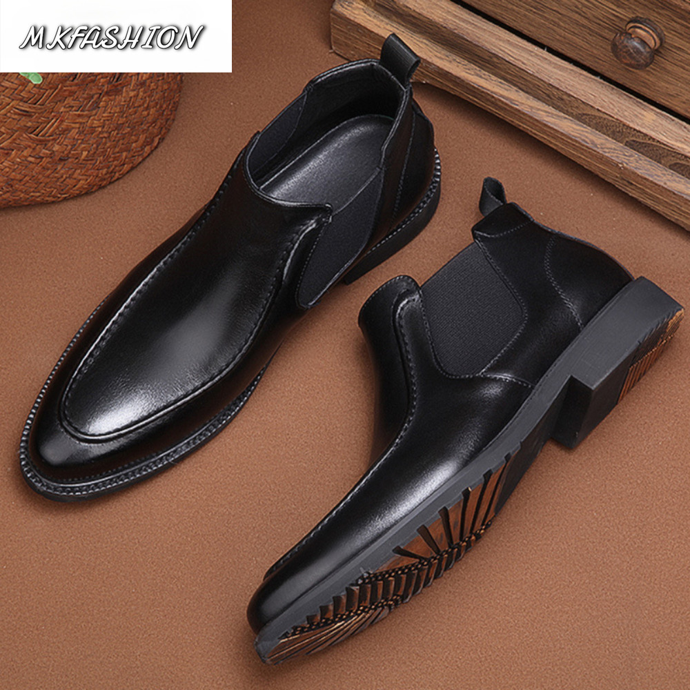 패션 컴포트 앵클 부츠 남성용 부드러운 가죽 고무 밑창 - Street Fashion Online 리뷰 및 가격