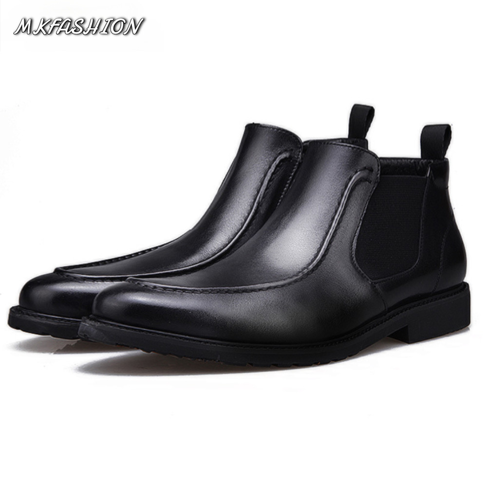 패션 컴포트 앵클 부츠 남성용 부드러운 가죽 고무 밑창 - Street Fashion Online 리뷰 및 가격