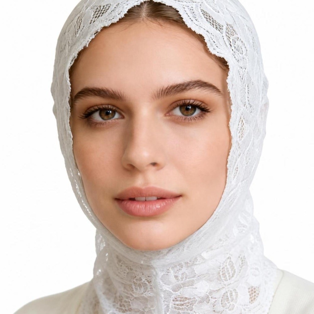 레이스 장식 터번 캡 넥 워머 헤드웨어 블랙 화이트 헤 - Street Fashion Hijab 리뷰 및 가격