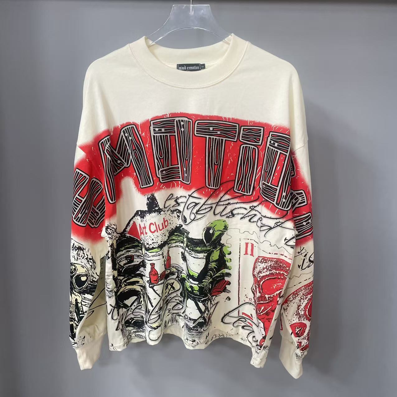 고품질 디자이너 MIXED-EMOTION 긴팔 티셔츠  - Street Fashion Trends 리뷰 및 가격