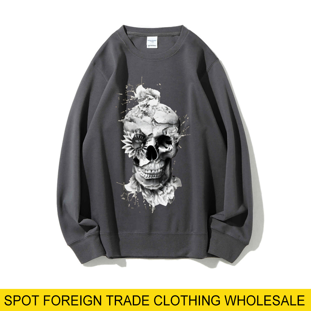 해골 프린트 오버사이즈 스웨트셔츠 루즈 캐주얼 가을 크 - Oversized Crewneck Fleece 리뷰 및 가격