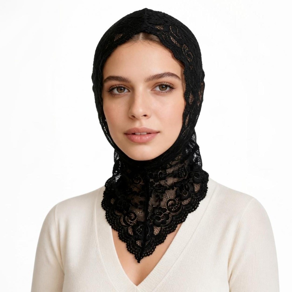 레이스 장식 터번 캡 넥 워머 헤드웨어 신축성 있는 부 - Street Fashion Hijab 리뷰 및 가격