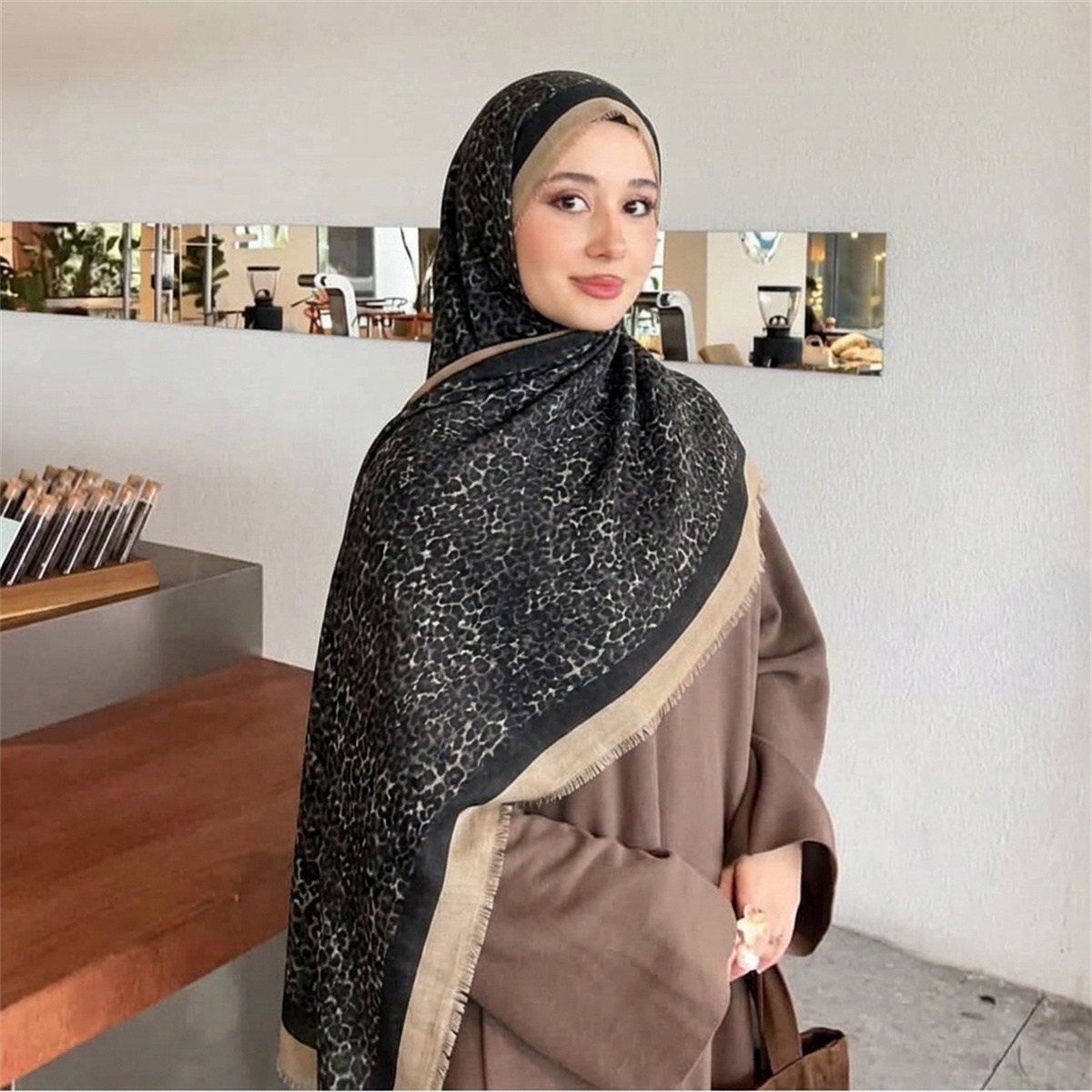 빈티지 레오파드 프린트 히잡 스카프 부드럽고 통기성 좋 - Street Fashion Hijab 리뷰 및 가격