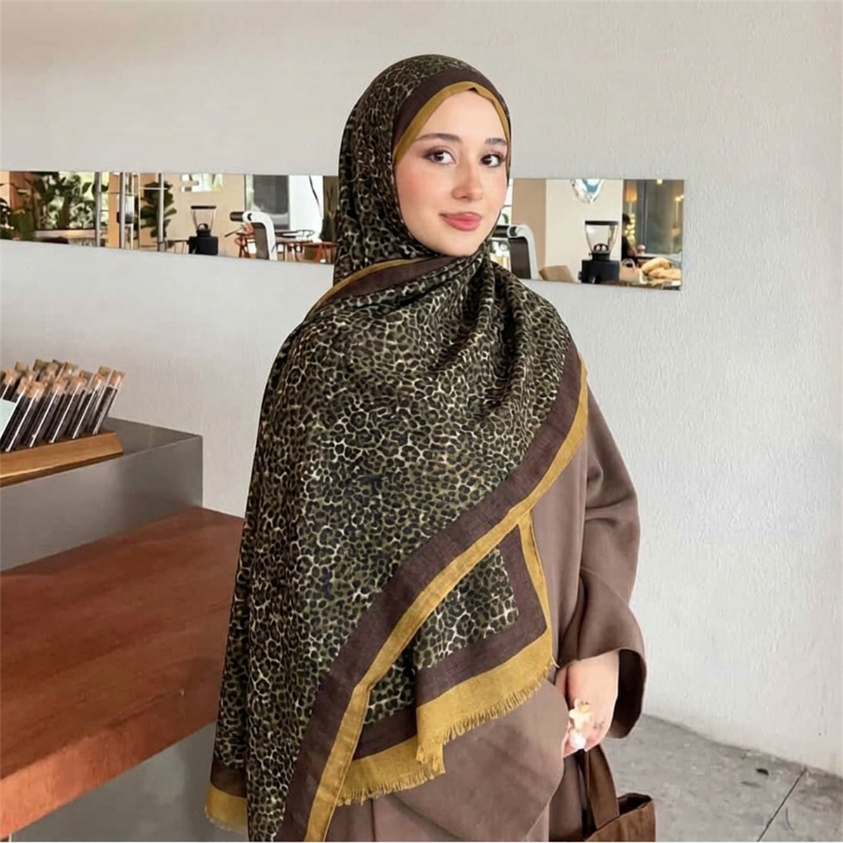 빈티지 레오파드 프린트 히잡 스카프 부드럽고 통기성 좋 - Street Fashion Hijab 리뷰 및 가격