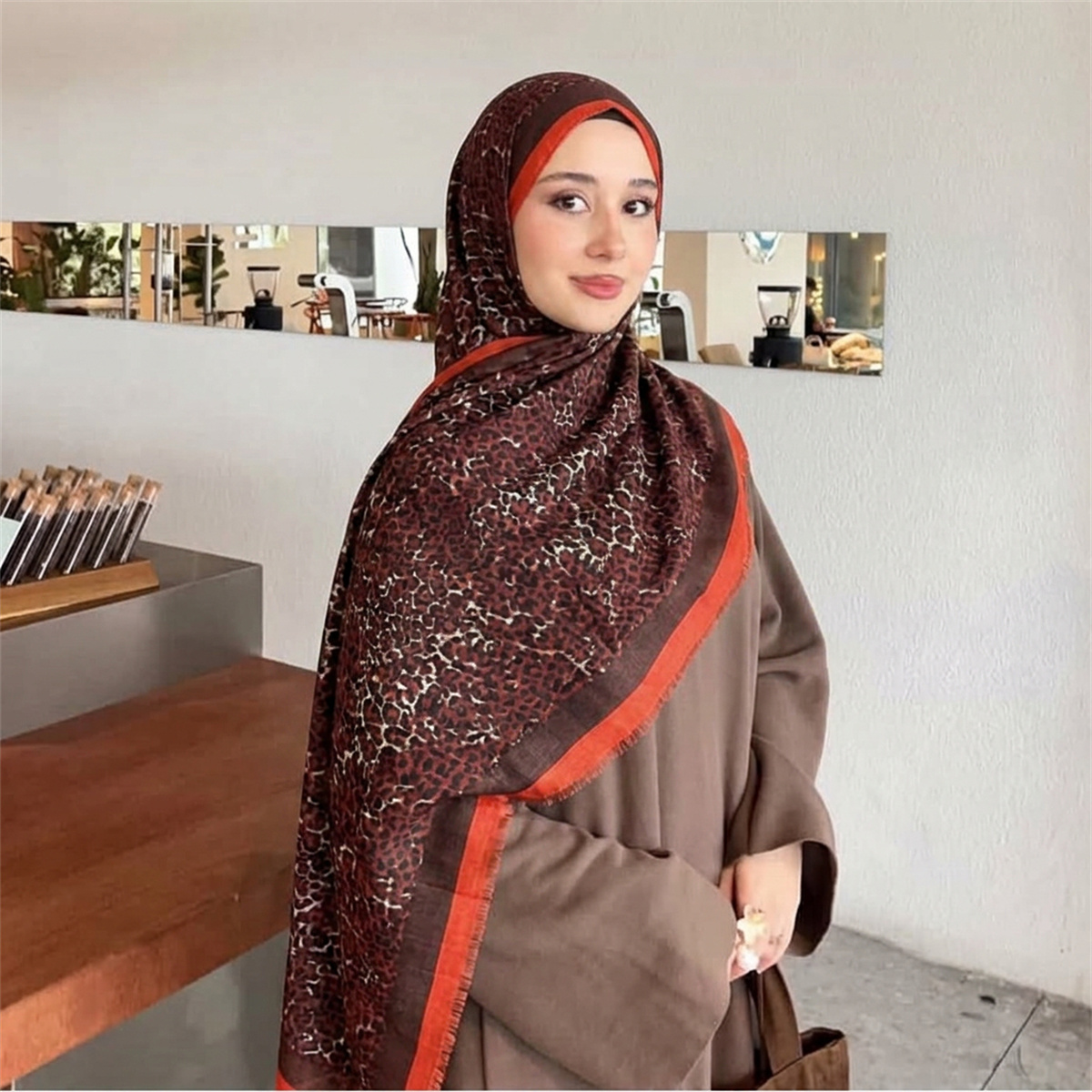 빈티지 레오파드 프린트 히잡 스카프 부드럽고 통기성 좋 - Street Fashion Hijab 리뷰 및 가격