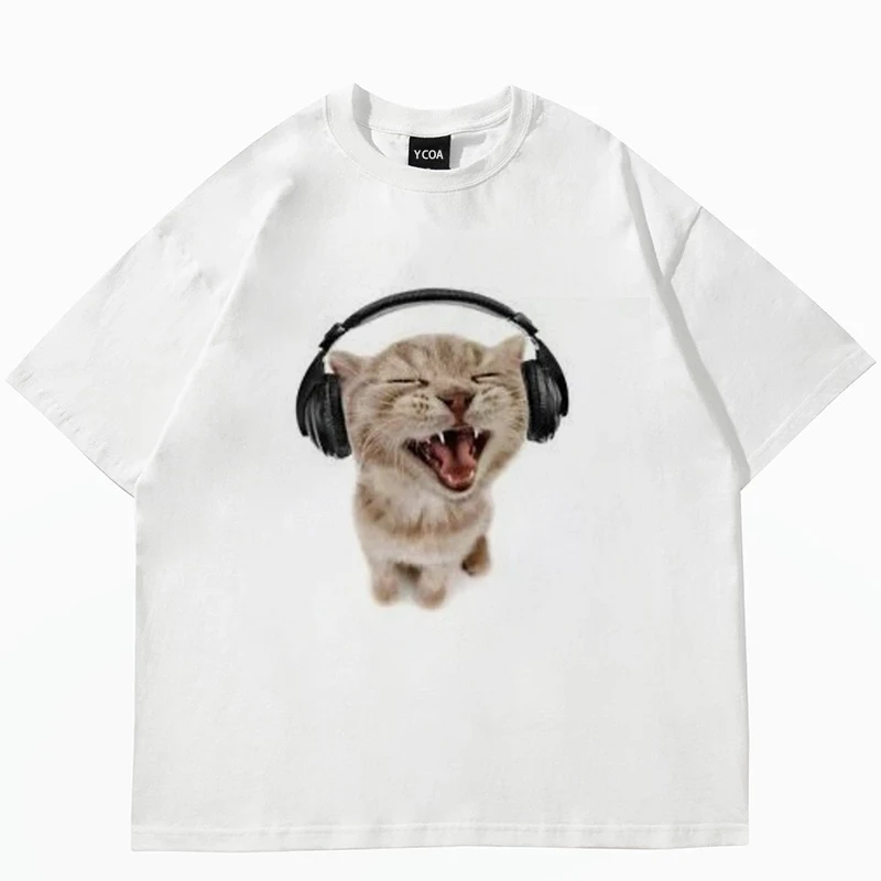 여성용 귀여운 고양이 프린트 반팔 티셔츠 하라주쿠 패션 - Fashion Street Cat 리뷰 및 가격