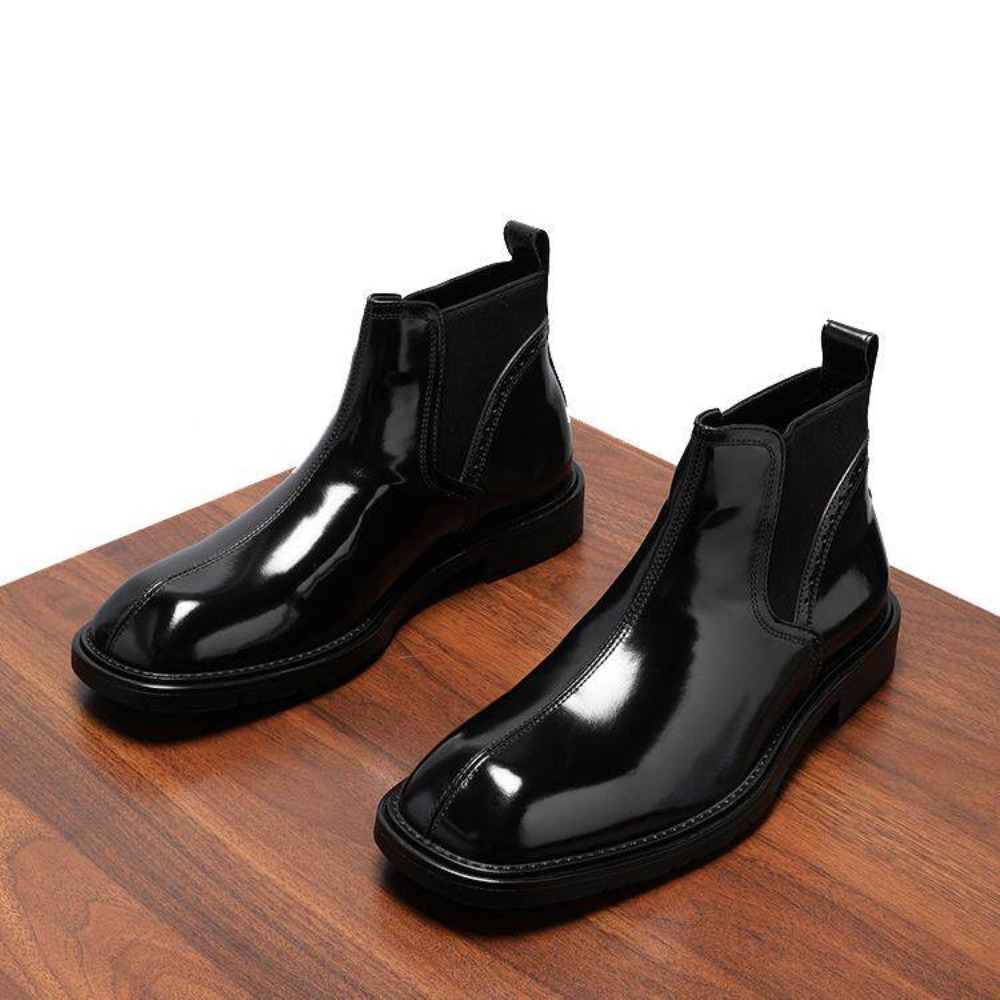 남성용 천연 가죽 부츠, 패션 스퀘어 토 하이탑 가죽  - Street Fashion Online 리뷰 및 가격
