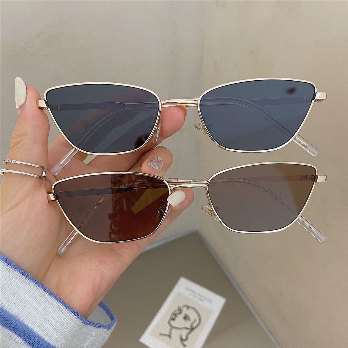 여성용 세련된 마름모꼴 메탈 선글라스, 스트리트 사진  - Street Fashion Glasses 리뷰 및 가격