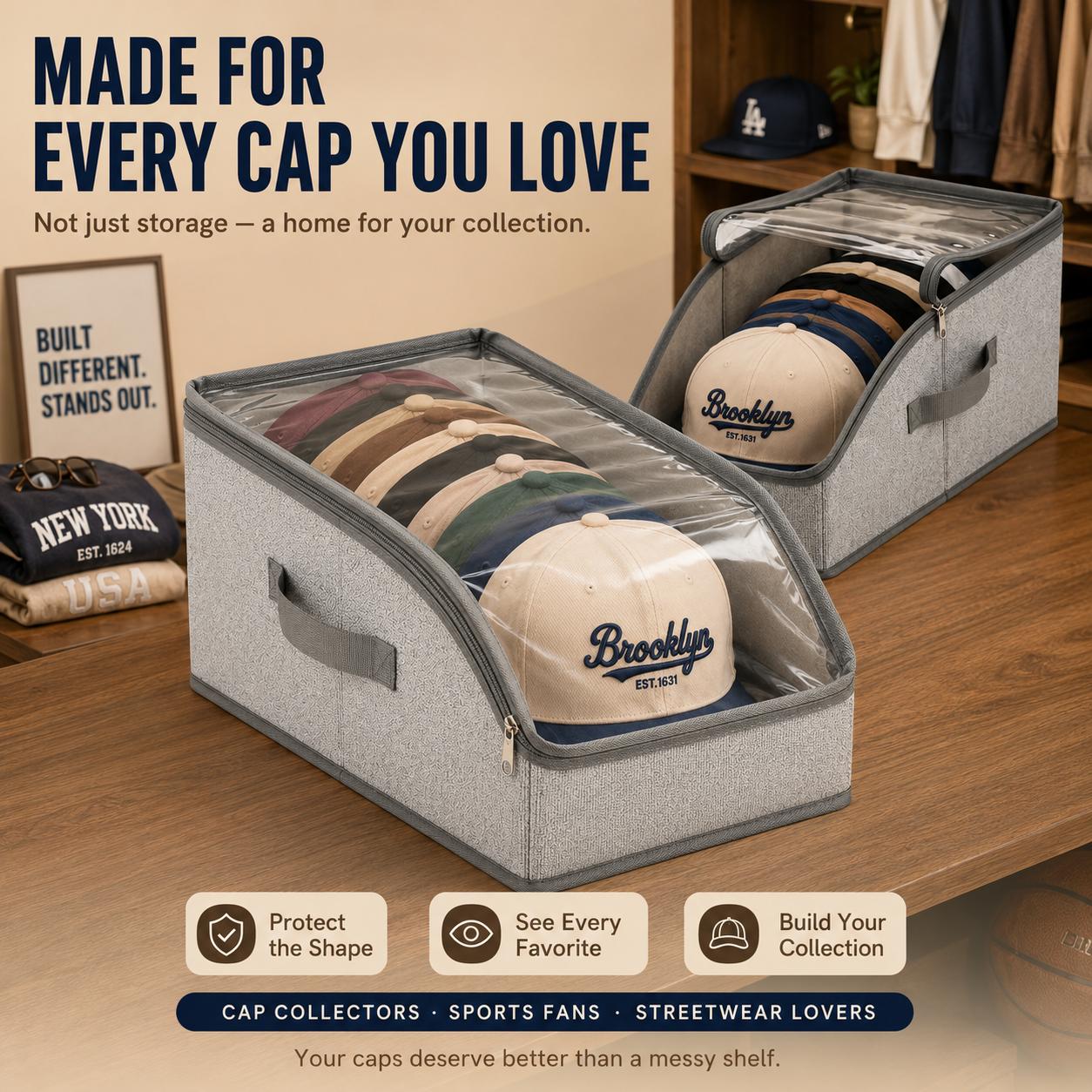 야구 모자 정리 보관 가방, 투명창, 접이식, 쌓을 수 - Baseball Cap Fitted 리뷰 및 가격