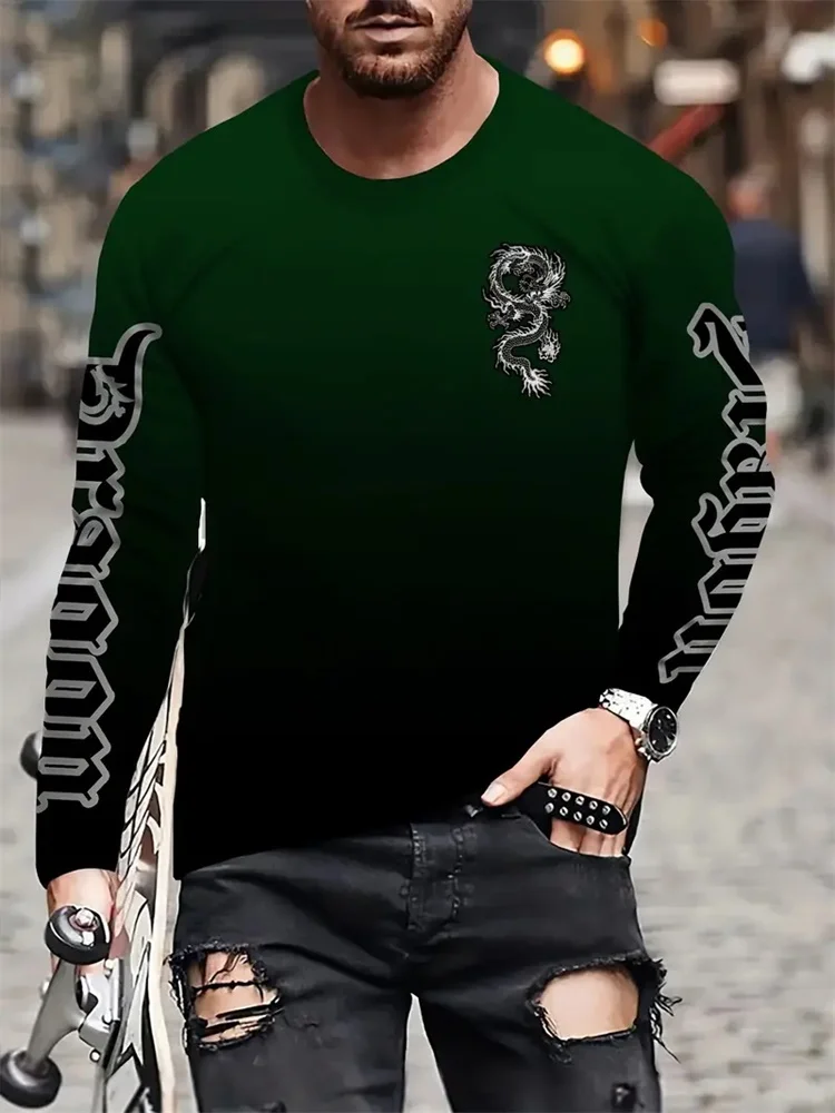 심플 롱텡 프린트 가을 패션 크루넥 남성 긴팔 티셔츠  - Street Fashion Jersey 리뷰 및 가격