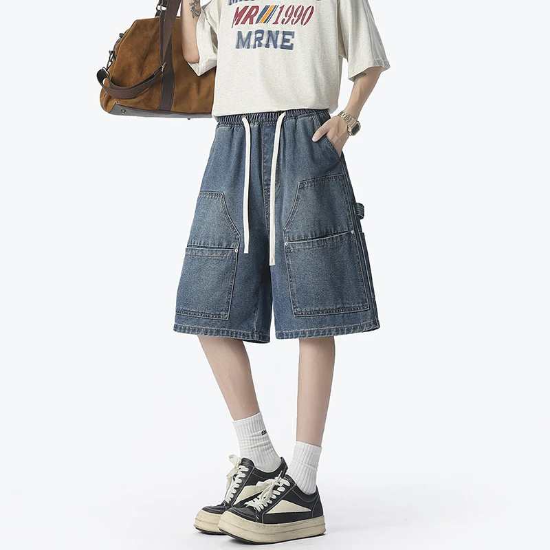 아메리칸 패션 스트리트 워크웨어 데님 반바지 여름 얇은 - Street Fashion Hip Hop 리뷰 및 가격
