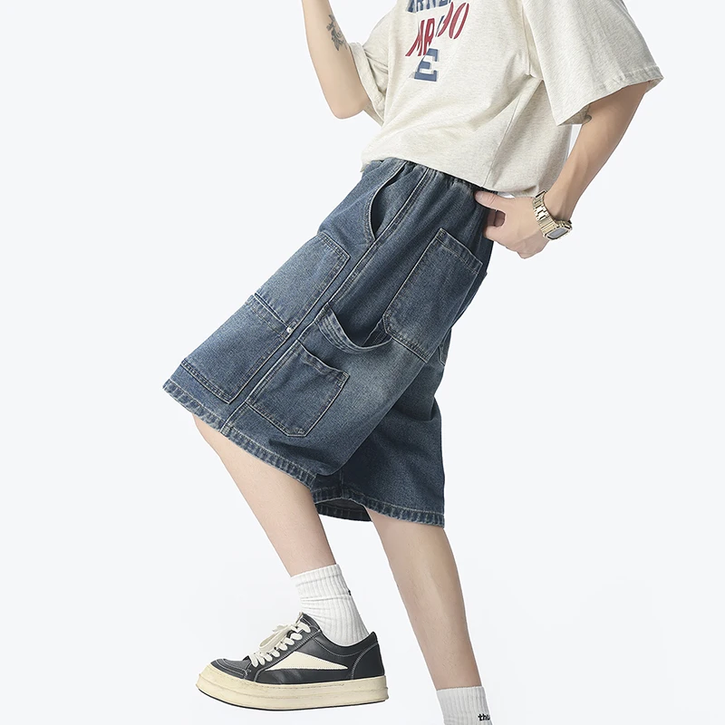 아메리칸 패션 스트리트 워크웨어 데님 반바지 여름 얇은 - Street Fashion Hip Hop 리뷰 및 가격