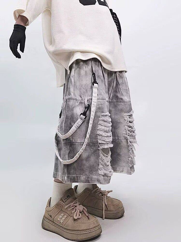 레트로 힙합 남성용 찢어진 청바지 여름 아메리칸 캐주얼 - Street Fashion Hip Hop 리뷰 및 가격