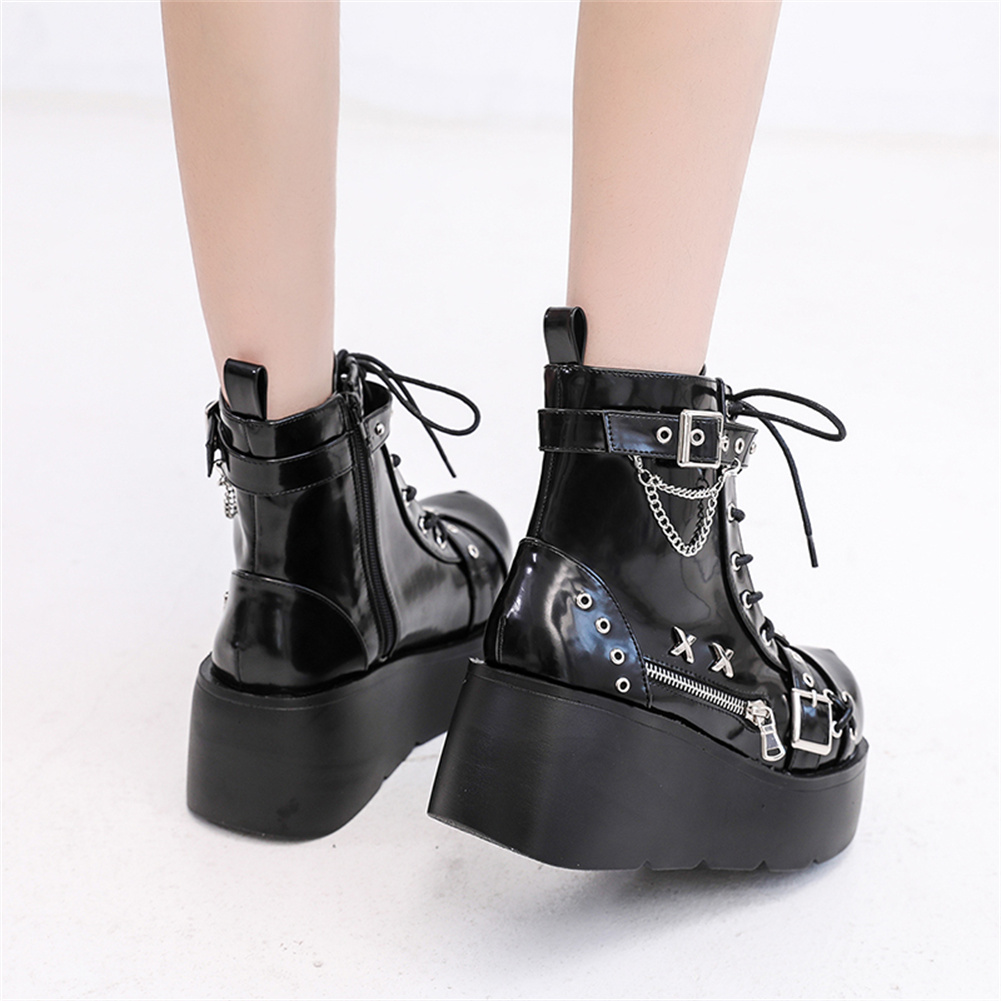 브랜드 새 숙녀 고스 플랫폼 발목 부츠 패션 버클 지퍼 - Street Fashion Female 리뷰 및 가격