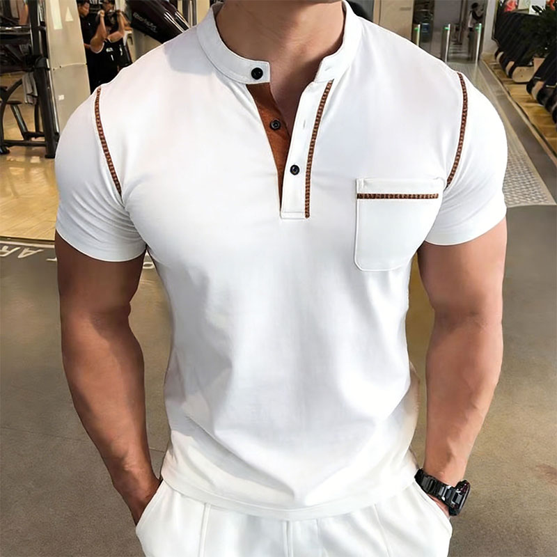 새로운 여름 남성용 헨리 칼라 반팔 골프 폴로 셔츠 개 - Street Fashion Men 리뷰 및 가격